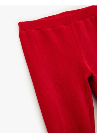 Koton Beli Lastikli Yüksek Bel Basic Kadife Tayt Kırmızı 6wkg40139ak Kırmızı