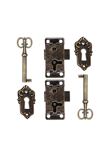 Adet Dolap Kapı Kilidi Antik Kilit Mobilya Mandalı Dekoratif Dolaplar İçin Anahtarlı Kilit Ahşap Kutu Antik Mücevher Makyaj Çantası F