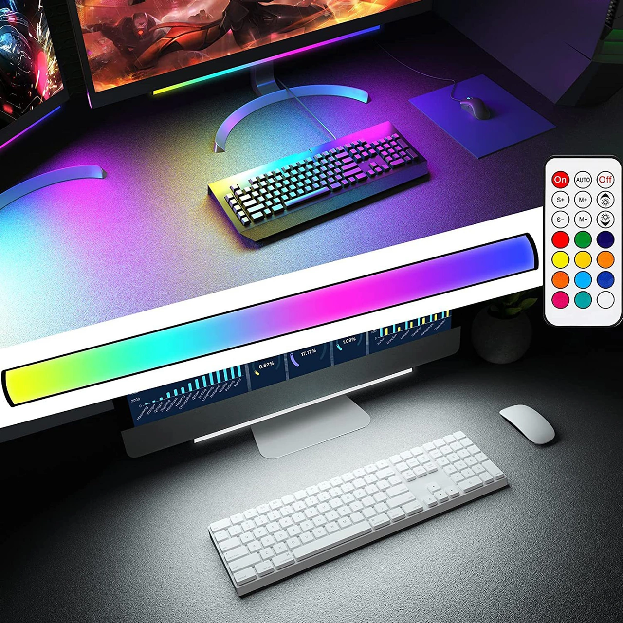 Fosenze Rgb Renkli Mikrofonlu Klavye Işığı, Kumandalı Kontrol, Sesle Etkileşimli, Çift Renk Sıcaklığı, Ekran Arka Işığı, Tek Adet Diğer