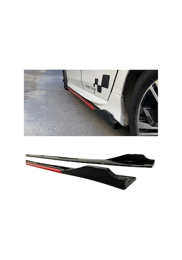 Skoda Karoq 2017+ Kırmızı Şeritli Renkli Yan Marşpiyel 2 Adet Piona Black
