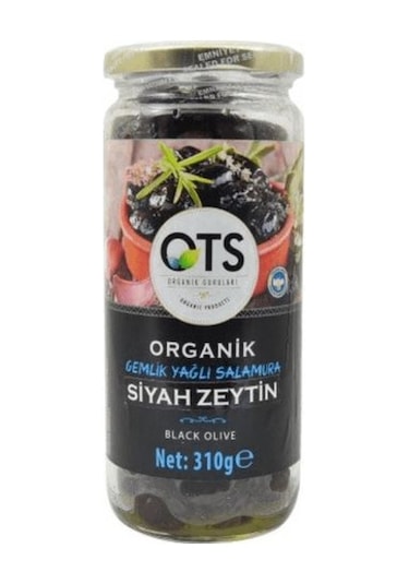 Ots Organik Gemlik Yağlı Salamura Siyah Zeytin 310 G