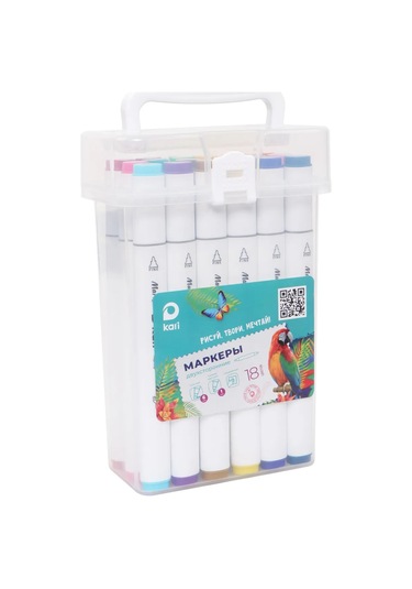 Kari Çift Taraflı İşaretleyici Seti, 18 Renk, Su Bazlı 450861521