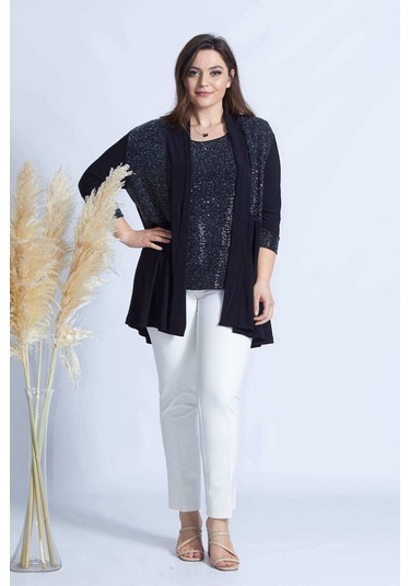 4036 SİYAH 2' Lİ ATLET-CEKET BÜYÜK BEDEN  PARLAK TAKIM Siyah