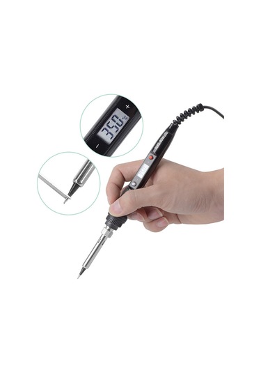 Sones 908s 80w Lcd Termostat Lehimleme Demiri Sabit Sıcaklık Lehimleme Demiri, Fiş Tipi: Ab Fişi Siyah