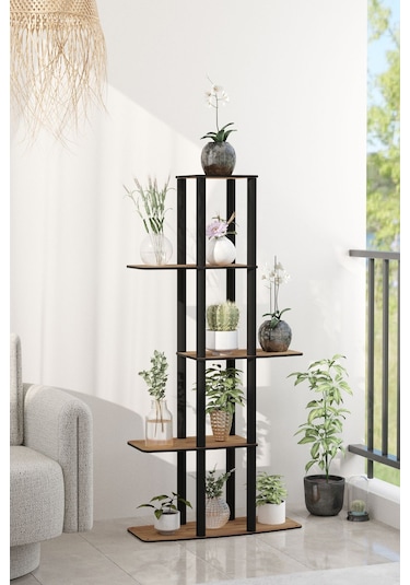 Gardenya Çok Katlı Çiçeklik Saksılık Ceviz Ceviz