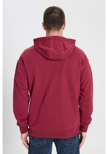 Wrangler Erkek Relaxed Fit Kapüşonlu Sweatshirt Bordo