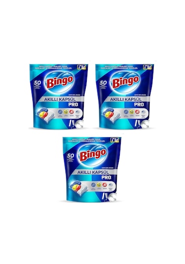 Bingo Akıllı Kapsül Pro Bulaşık Makinesi Deterjanı 3 x 50 Tablet
