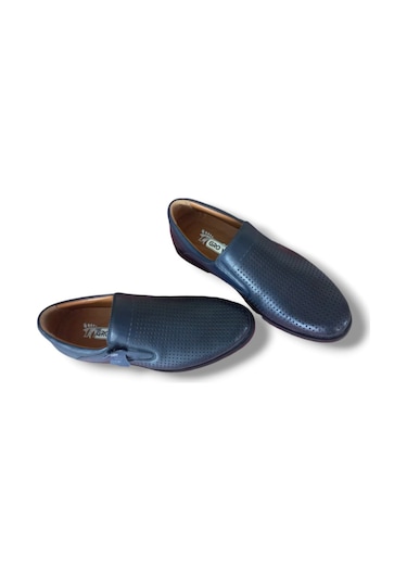 Growish Gr0204 Hakiki Deri Delikli Poli Taban Günlük Erkek Ayakkabı Mavi