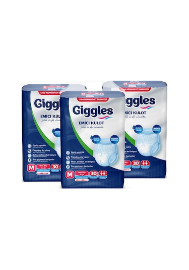 Giggles Yetişkin Emici Külot Medium Ekonomik Fırsat Paketi 3 x 30'Lu