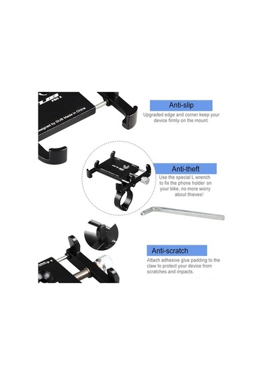 Besthome1 Alüminyum Bisiklet Telefon Tutucu, 3.5-6.2 İnç Telefonlar İçin Ayarı Değiştirilebilir, Siyah, Hafif Ve Dayanıklı Siya Siyah