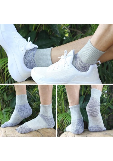 Açık Gri Erkekler 3 Çift Atletik Pamuk Çorap Açık Spor Rahat Ekip Çorap Yürüyüş Trekking Yürüyüş İçin Açık Gri