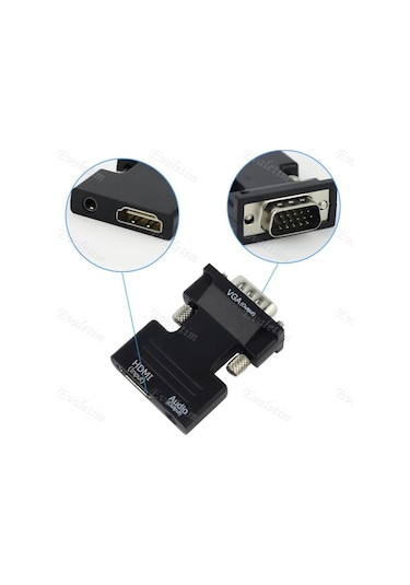 Ses Destekli Hdmı To Vga Çevirici Dönüştürücü 4499A Adaptor Monit