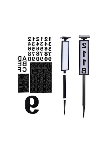 Novahub Güneş Ev Numarası Dijital Aydınlatmalı Toprak Fişi Beyaz+sıcak Işık Su Geçirmez Ev Işığı