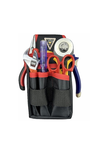 Alet Edevat Elektrikçi Cırtlı Tekniker Bel Çantası Siyah