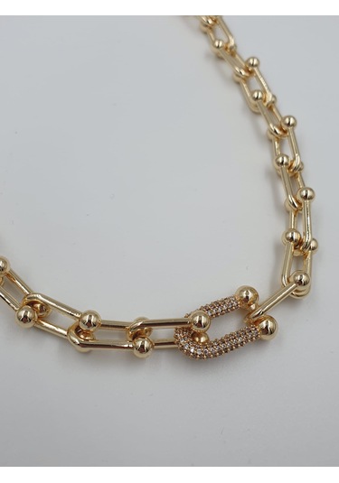 Altın Kaplama Tifany Taşlı Kolye Altın