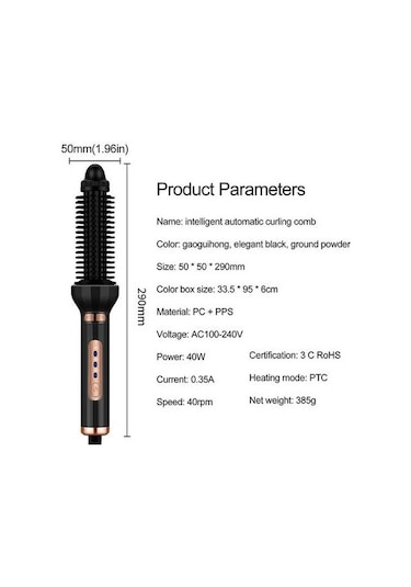 2 Saç Kurutma Fırçası Otomatik Dönen Roller Profesyonel Sıcak Hava Döner Dönen Fırça Styler Tombul Kıvırcık Demir 2qbz2ı Siyah