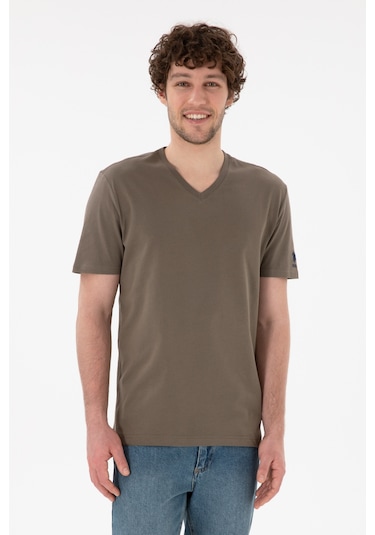 U.S. Polo Assn. Erkek Regular Fit  V Yaka Vizon Basic Tişört 50305858-VR052