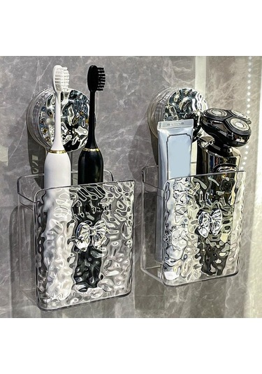 Bosphorusboutique02 Suntek Vantuz Duş Sepeti, Sabun Diş Macunu Fırçalık, Pratik Banyo Eşyası Çok Renkli