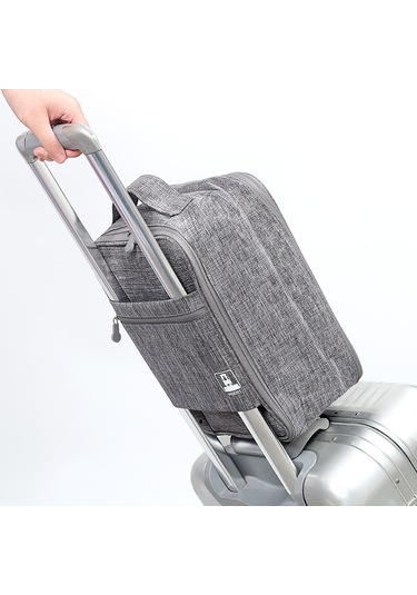 Suofeng Büyük Boy Gri Çift Katlı Seyahat Ayakkabı Çantası - Kationik Su Geçirmez Toz Koruyucu, 35x26x21 Cm, Dayanıklı Malzeme