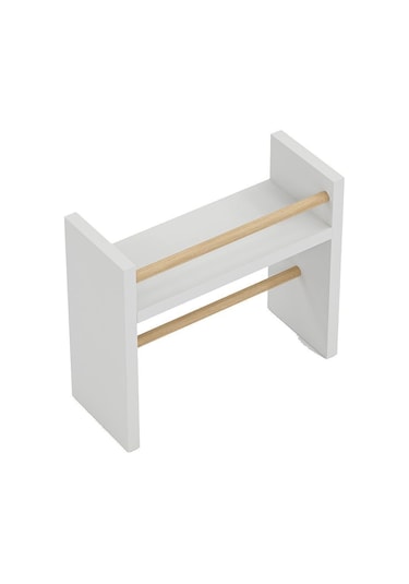 Rulo Havlu Takılabilir Baharatlık Standı Tezgah Üstü Düzenleyici Ahşap Raf - Beyaz