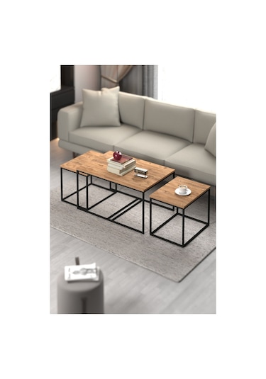 Orta Sehpa Ve Zigon Yan Sehpa Flora Set Atlantik Çam Atlantik Çam