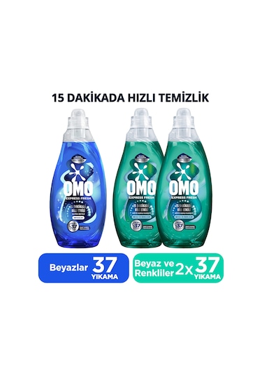 Omo Express Fresh Ultra Beyaz Sıvı Deterjan 1480ml X1 Kötü Koku Karşıtı Beyaz Ve Renkliler X2 1480 ML
