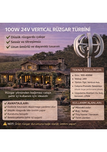 100w 24v Vertical Rüzgar Türbini