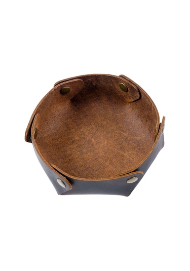 Xiyyadms Ahşap Üstü Deri Saklama Kutusu - Anahtar, Makyaj, Mücevher Ve Ev Eşyaları İçin Çeşitli Kullanım Alanı Crazy Horse Kahverengi