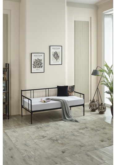 Forte Daybed Tek Kişilik Sedir Metal Karyola 90x190-90x200 Siyah