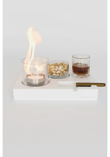 Elza Beyaz Biyoetanol Masaüstü Şömine - 1 Lt Copart Yakıt Hediye