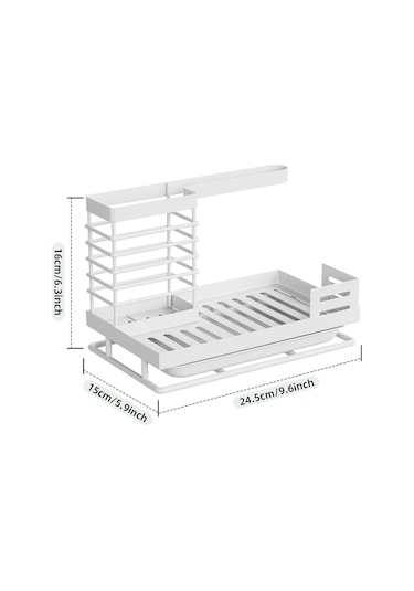 Suntek Mutfak Lavabo Rafı W/tepsi Bulaşık Bezi Sabunluk Beyaz Beyaz