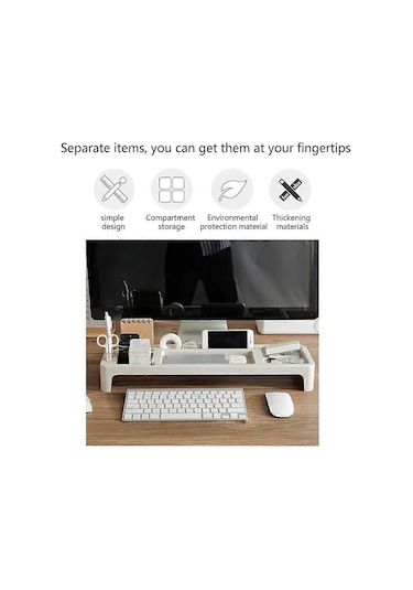 Ganzhoushop Plastik Masa Düzenleyici Masa Kırtasiye Tutucu Klavye Rafı Ev Ofis Masaüstü Depolama Rafı