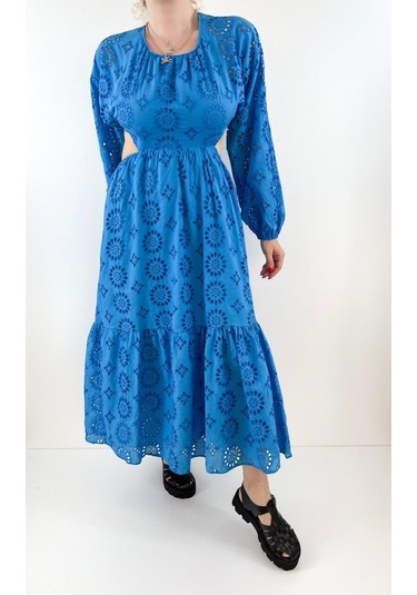 Modaonna Mavi Fisto Tasarım Elbise