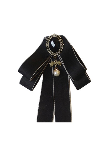 Homyl Şerit Papyon Broş Boyun Kravat Kokteyller Parti Mezuniyet Siyah