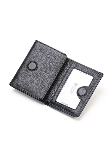 Ancora Leather Hakiki Deri Gizli Mıknatıslı Ünisex Cüzdan-46200 Siyah