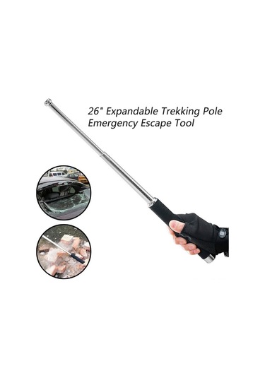 Leezsing Çok Amaçlı Genişletilebilir 26" Çelik Yürüyüş Bastonu - Acil Kaçış Ve Cam Kırma Aracı Çok Renkli