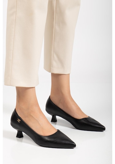 Suins Molina Model Kadın Mini Topuklu Stiletto Ayakkabı Siyah