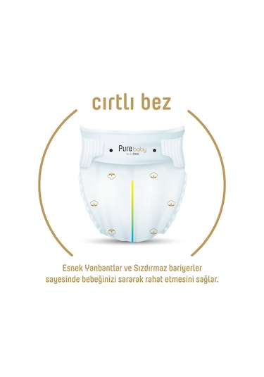 Pure Baby Organik Pamuklu Cırtlı Bez 2'li Paket 4 Numara 104 Adet 2'li