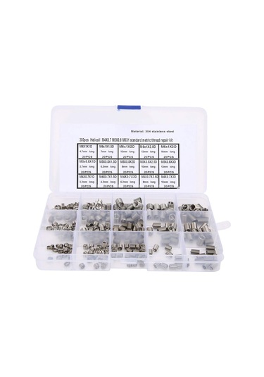 M4x0.7 M5x0.8 M6x1 İplik Onarım Paslanmaz Çelik Metrik İplik Onarım Kiti 300pcs