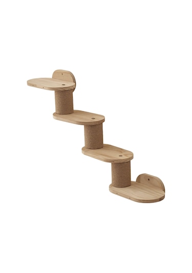 Suntek Kedi Duvar Rafları 4 Adım Ahşap Basamakları Tırmanma