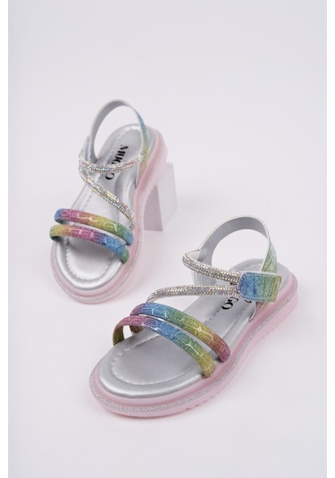 Muggo Mqueen Cırtlı Ve Simli Günlük Kız Çocuk Sandalet Lila