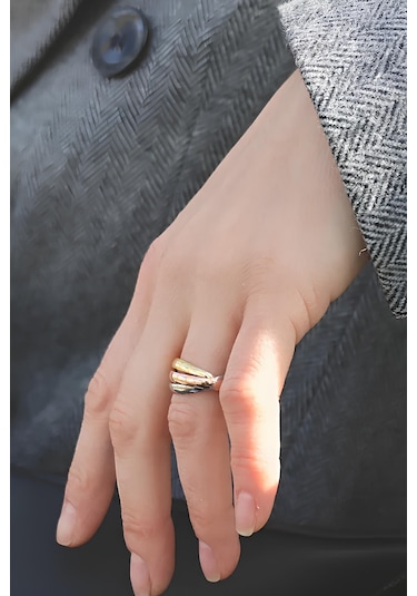 Trinity 3lü Birbirine Geçmeli Sarmal Çelik Stres Yüzük Cl44 Pembe