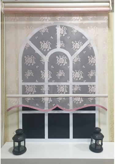 Storburada Çift Mekanizmalı Pembe Tül Perde Ve Ekru Stor Perde Stb2015-v09 Pembe