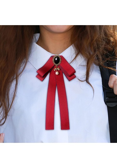 Homyl Şerit Papyon Broş Boyun Kravat Kokteyller Parti Mezuniyet Kırmızı
