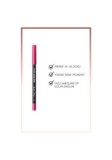 Note Cosmetique Silk Stay Lipliner Suya Dayanıklı İpeksi Dudak Kalemi 06 Pink