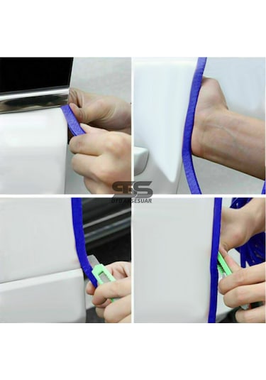 Oto Araç Kapı Koruma Fitili 5metre Parlak Mavi Renk Çarpma Çizilme Önleyici Fitil