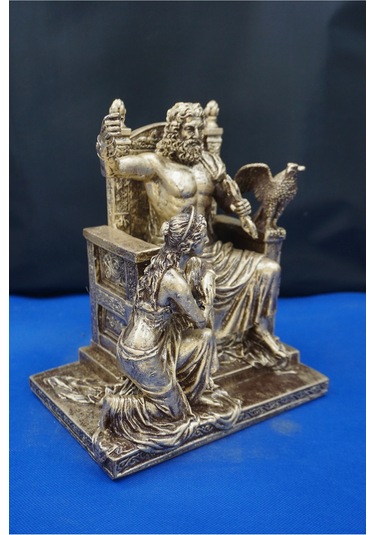 Zeus Ve Hera Mitolojik Heykel 30 Cm Dekoratif Biblo, Ev & Ofis Hediyelik Aksesuar Altın