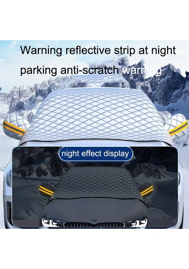 Suıtu R-3945 Araba Kış Ön Cam Kar Kalkanı Buz Çözme Güneşlik Kalınlaşmış Araba Giyim, Stil: 5 Kulaklıklı Mıknatıs