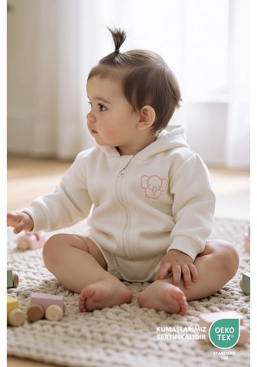 Bebek/cocuk Nakış Detaylı Fermuarlı Sweatshirt Pembe