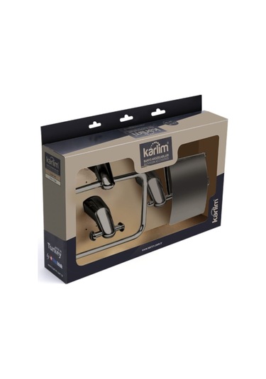 Mesateknik Dicle Serisi Titanyum Renk Banyo Aksesuar Seti 3'lü Siyah